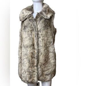 WD.NY Faux Fur Button Up Vest Brown Size Medium